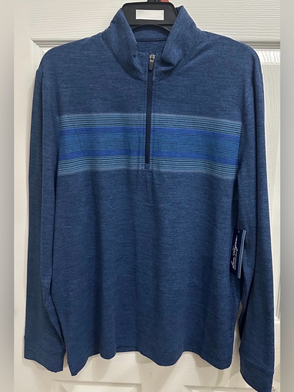 Ben Hogan Men's Multi Color Stripe Chest
Print 1/4 Zip Golf Pull Over Size Med.